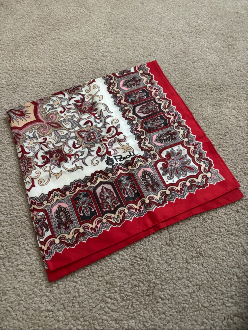 Paoli Red and Cream Paisley Scarf